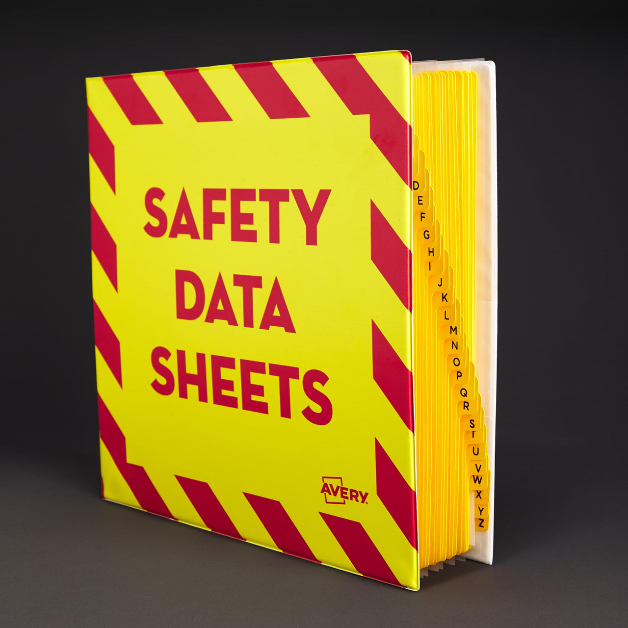 Avery Heavy-Duty Industrial SDS Binder, 3" One-Touch Rings, Yellow/Red Border (18952)
