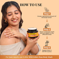 Just Herbs 24K Gold with Pure Ghee Deep Nourish Body Butter Cream for Anti Ageing | Improve Skin Elasticity | Reduce Dullness & Blemishes | Non Sticky | Instant Hydration All Skin Types Moisturiser for Men and Women 250ml