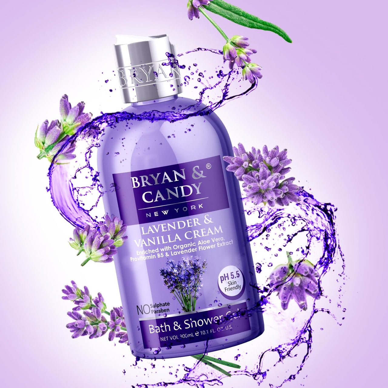 Bryan & Candy Shower Gel with Aloe Vera. Gentle, Moisturizing Body Wash for Soft, Supple Skin (Lavender Shower Gel, 300ml)