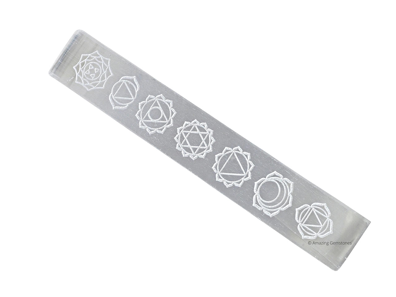 Selenite Crystal Charging Plate For Crystals And Healing Stones, 7.5" Selenite Crystal Plate Engraved Chakra Coaster For Home Office Table Decor (Selenite Stick) Rectangle