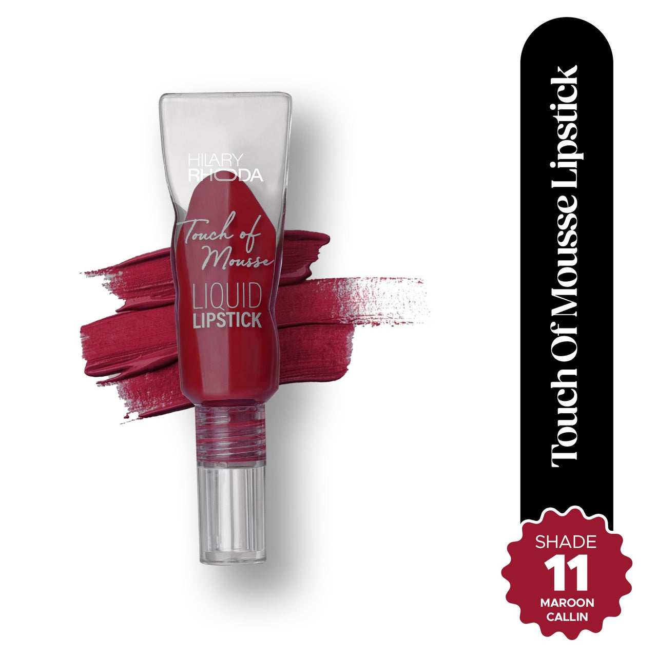 Hilary Rhoda Touch Of Mousse Lipstick | Matte Finish & Long Lasting | Infused with Vitamin E | Weightless & Liquid Lipstick with Mousse Finish | Smudge & Water Proof | Vegan - 5ml (Maroon Callin' - Shade 11)
