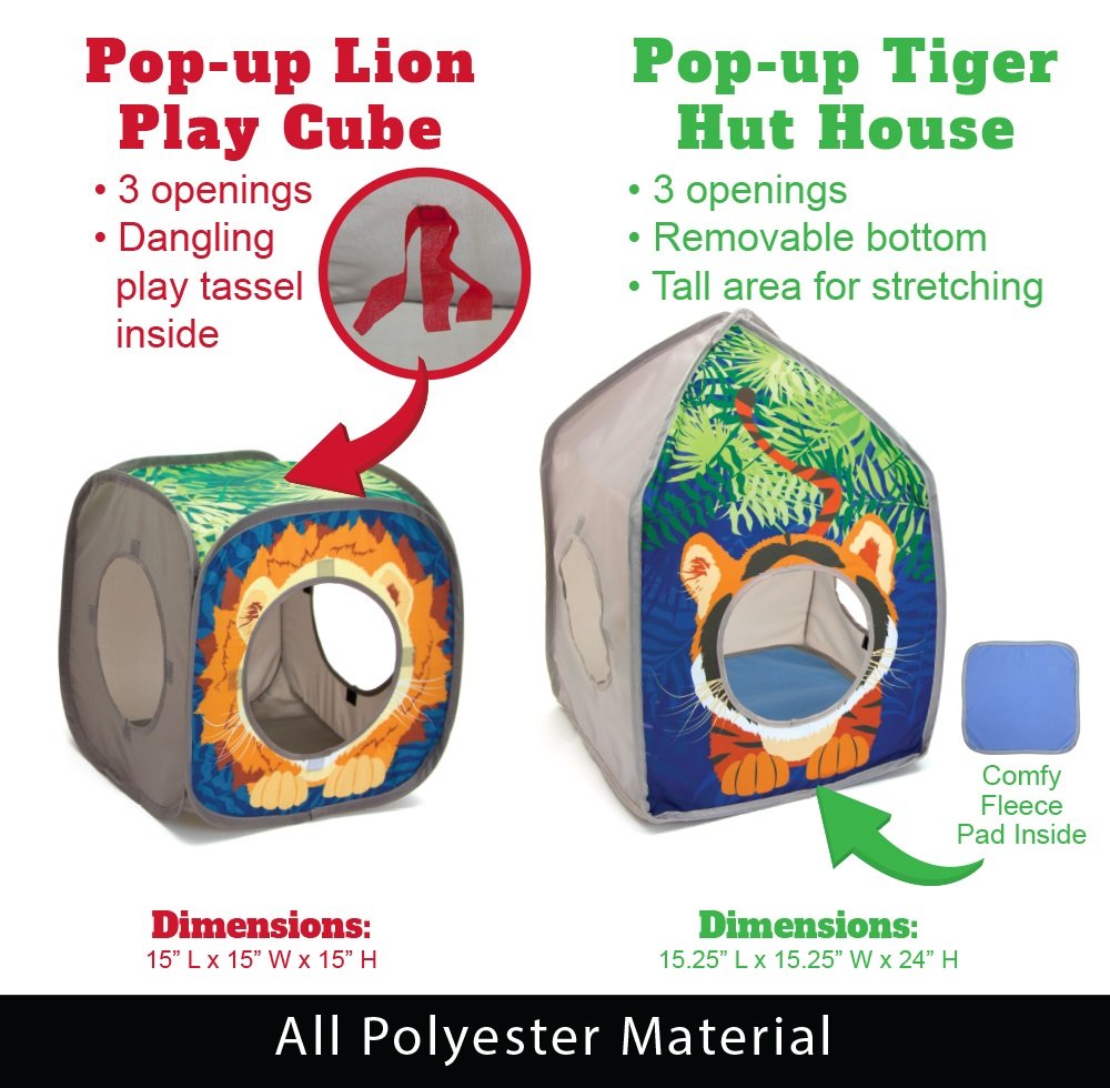 Kitty City Pop Open Jungle Combo,Collapsible Cat Cube, Play Kennel, Cat Bed, Tunnel, Cat toys
