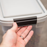 IRIS USA 10 Lbs / 12.75 Qt WeatherPro Airtight Pet Food Storage Container, for Dog Cat Bird and Other Pet Food Storage Bin, Keep Fresh, Translucent Body, BPA Free, Clear/Gray