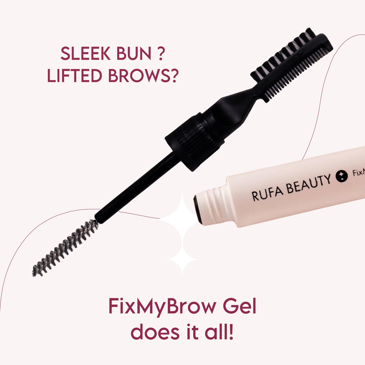 Rufa Beauty FixMyBrow + Hair Gel Clear Strong-Hold Gel for Brows & Flyaway Control | non sticky & non greasy | perfect for everyday use | for sleek bun and lifted eyebrows | eyebrow gel | hair finishing stick | anti frizz baby hair fixer | feathered eyebr