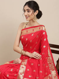 Pandadi Saree Women's  Paithani Silk Saree With Blouse Piece