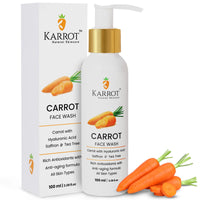 Karrot Natural Skincare Carrot Hydrating Face Wash, Boosts Radiance and Evens Skin Tone, with Hyaluronic Acid, Saffron and Tea Tree, For Women and Men, Suitable for All Skin Types, 100 ml