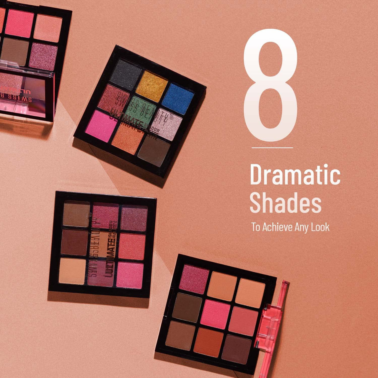 Swiss Beauty Ultimate 9 Pigmented Colors Eyeshadow Palette Long Wearing And Easily Blendable Eye Makeup Palette Matte, Shimmery And Metallic Finish - Multicolor-04, 6G