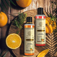 Khadi Natural Orange & Lemongrass Combo (Face Wash & Body Wash| Detoxifies and cleanses skin|Regulates oil production|SLS & Paraben free|210 ml each