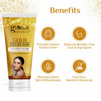 Globus Naturals Gold Peel Off Mask Enriched with Vitamin-E, For Golden Glow & Radiance, For Both Men & Women, Suitable For All Skin Types, 100g