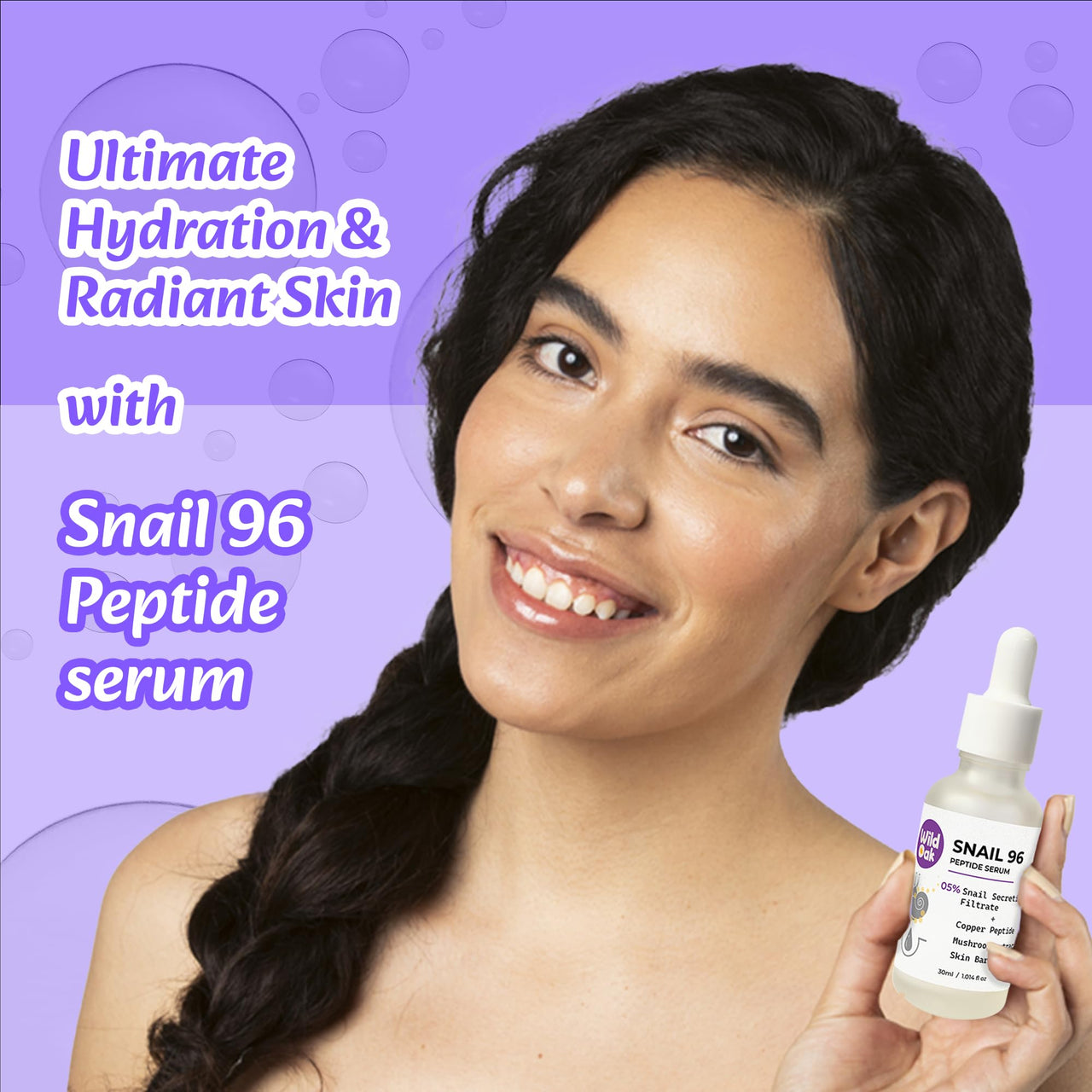WildOak Advanced Korean Snail Mucin 96 Peptide Face Serum | Powerful Skin Barrier, Anti-Aging & Wrinkles | 72 Hours Skin Hydration | Korean Skincare | Tremella Mushroom for Dewy Soft & Plump Skin | 30ml