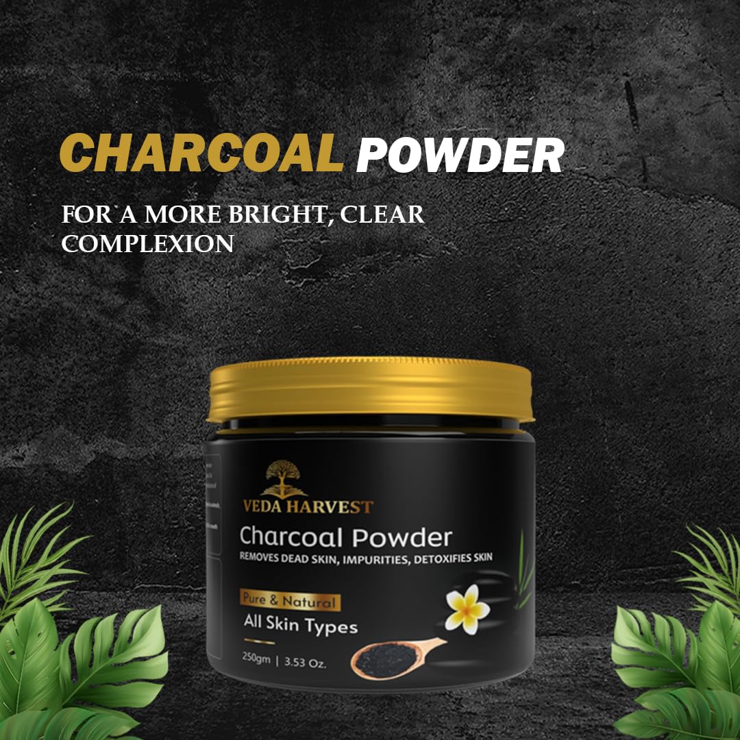 Veda Harvest kumkumadi oil and Activated Charcoal powder | Skin Brightening, Anti Acne, for glowing skin, skin detox
