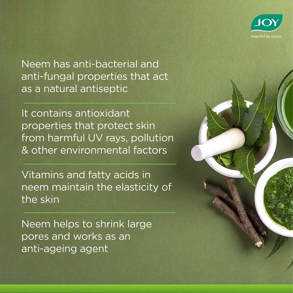 Joy Skin Purifying Neem Face Wash for Oily & Acne-Prone Skin | Fights Pimples, Controls Excess Oil & Unclogs Pores | Natural Antibacterial Formula | Men & Women 100ml x 2