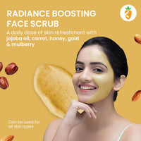 Karrot Natural Skincare Scrub for Face 24K Gold, Cream for Pore Tightening, Boosts Glow and Radiance, Smoothens Texture, Contains Mulberry, Honey, Jojoba Oil, For Men and Women, All Skin Types, 100gms
