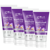 Globus Naturals Kumkumadi Skin Lightening Face Care Combo, Set of 4, Face Wash, Face Scrub, Face Cream & Face Pack