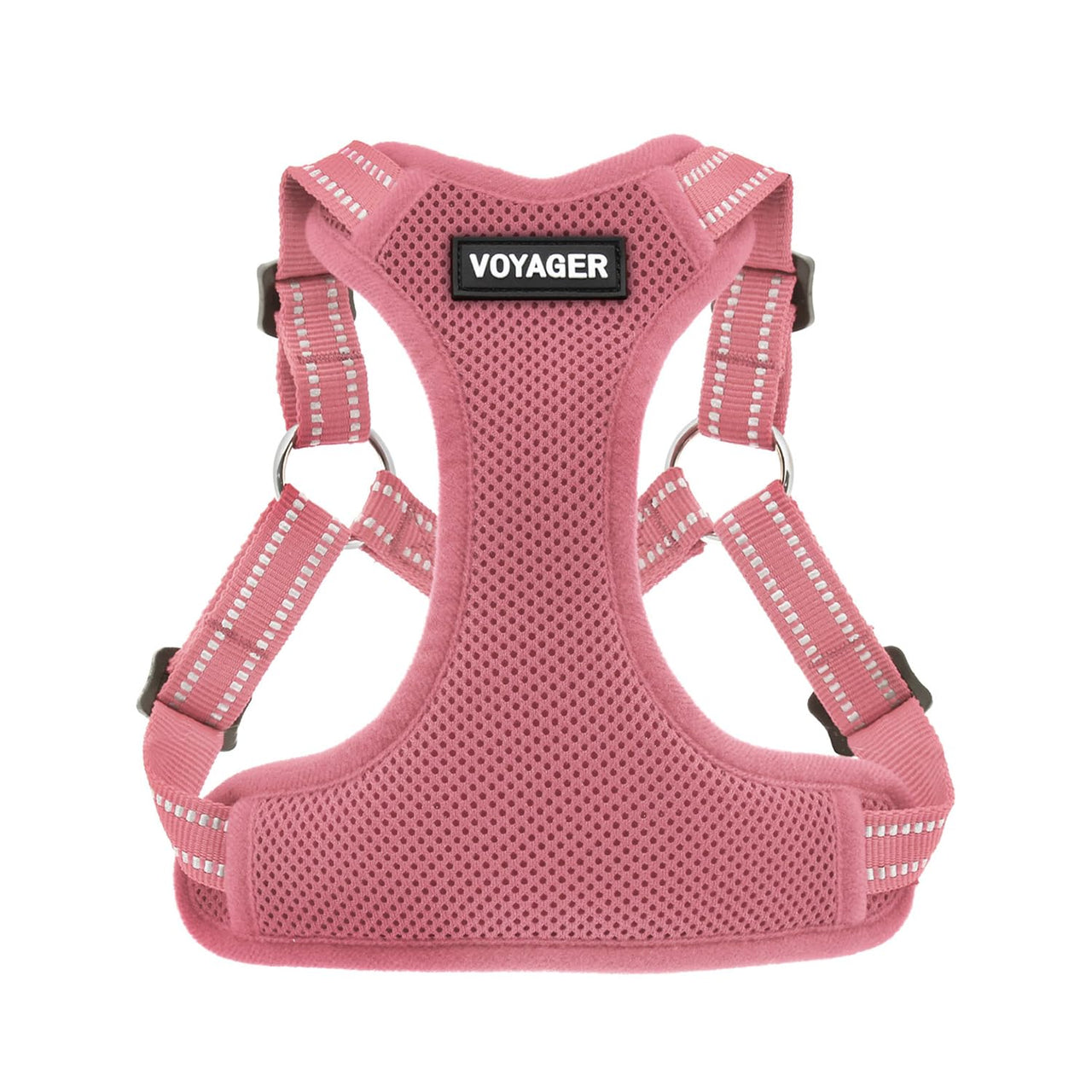 Best Pet Supplies Voyager Adjustable Dog Harness with Reflective Stripes for Walking, Jogging, Heavy-Duty Full Body No Pull Vest with Leash D-Ring, Breathable All-Weather - Harness (Pink), S