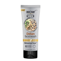 WOW Skin Science MEN KOREAN GINSENG + KOJIC ACID Detan Face Wash Gel | Reduces Tan & Dark Spots | GinsengClear™ Technology | Gentle Exfoliation | No Sulphates, Parabens or Silicones | 100ml