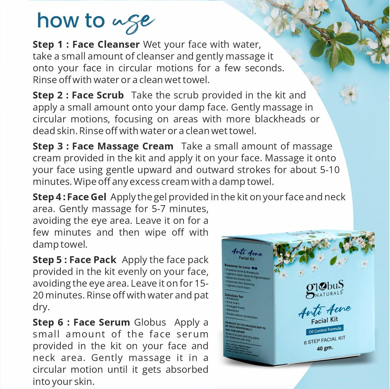 Globus Naturals Facial Kit Combo-Oil Control Anti Acne & Wrinkle Control Red Wine Facial Kit, For All Skin Types