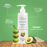 La Pink Olive & Argan Shampoo for Dry & Frizzy Hair | Hydrating & Nourishing | Strengthens & Restores Shine | 100% Microplastic-Free | For Men & Women, All Hair Types | 250ml