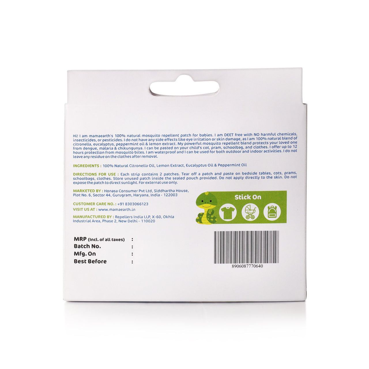 Mamaearth Natural Repellent Mosquito Patches for Babies, White, 24 Patchesand Natural Insect Repellent for Babies (100 ml)