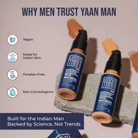 Yaan Man Tinted Moisturizer for Men, 30gm (Medium) | BB Cream | Improves Uneven Skin Tone| Hydrating and Light Weight, Non Sticky Makeup | With Kale Oil & Trehalose