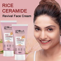 Globus Naturals Rice Ceramide Revival Face Cream, Enriched with Sunflower & Coffee, Ayurvedic Formula, Paraben Free, Gentle & Mild, Suitable For All Skin Types, 50 gm (Pack of 2)