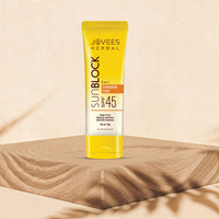 Jovees Herbal Sun Block SPF 45 For Even Toned & Glowing Skin | Suitable For Dry Skin | Sunscreen for UVA/UVB & Blue Light Protection | Lightweight & Non Grassy for Men & Women 50g (Pack of 2)