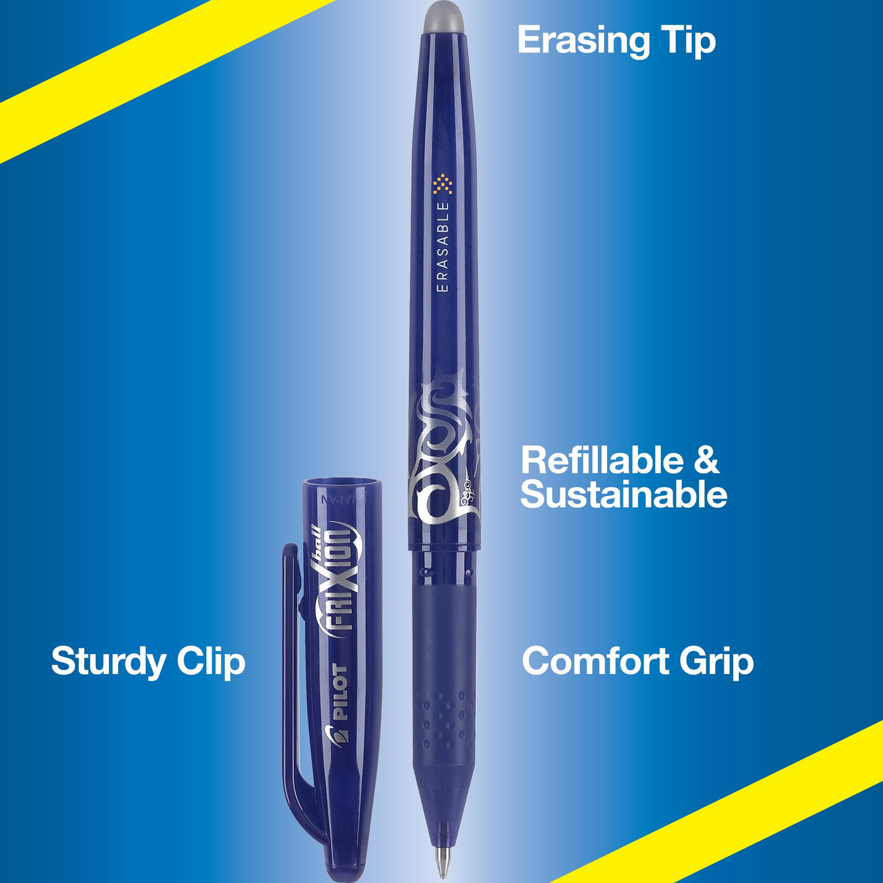 PILOT FriXion Ball Erasable & Refillable Gel Ink Stick Pens, Fine Point, Blue Ink, 14-Pack