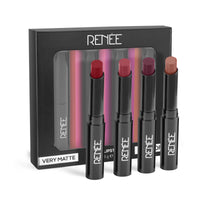 Renee Very Matte - Pack Of 4 Matte Lipsticks & Madness Ph Lipstick 3Gm Lipstick With Glossy Pink Payoff-Long Lasting Nourishment, Enriched With Vitamin E & Renee Gloss Touch Nail Paint, Set Of 4