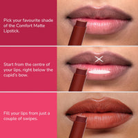 Mila Beauté Creamy Comfort Matte Long-Lasting Lipstick for Women | Highly Pigmented & Hydrating Lipstick with Jojoba | Single Swipe Application | Suitable for Indian Skin Tones - SOFT PINK