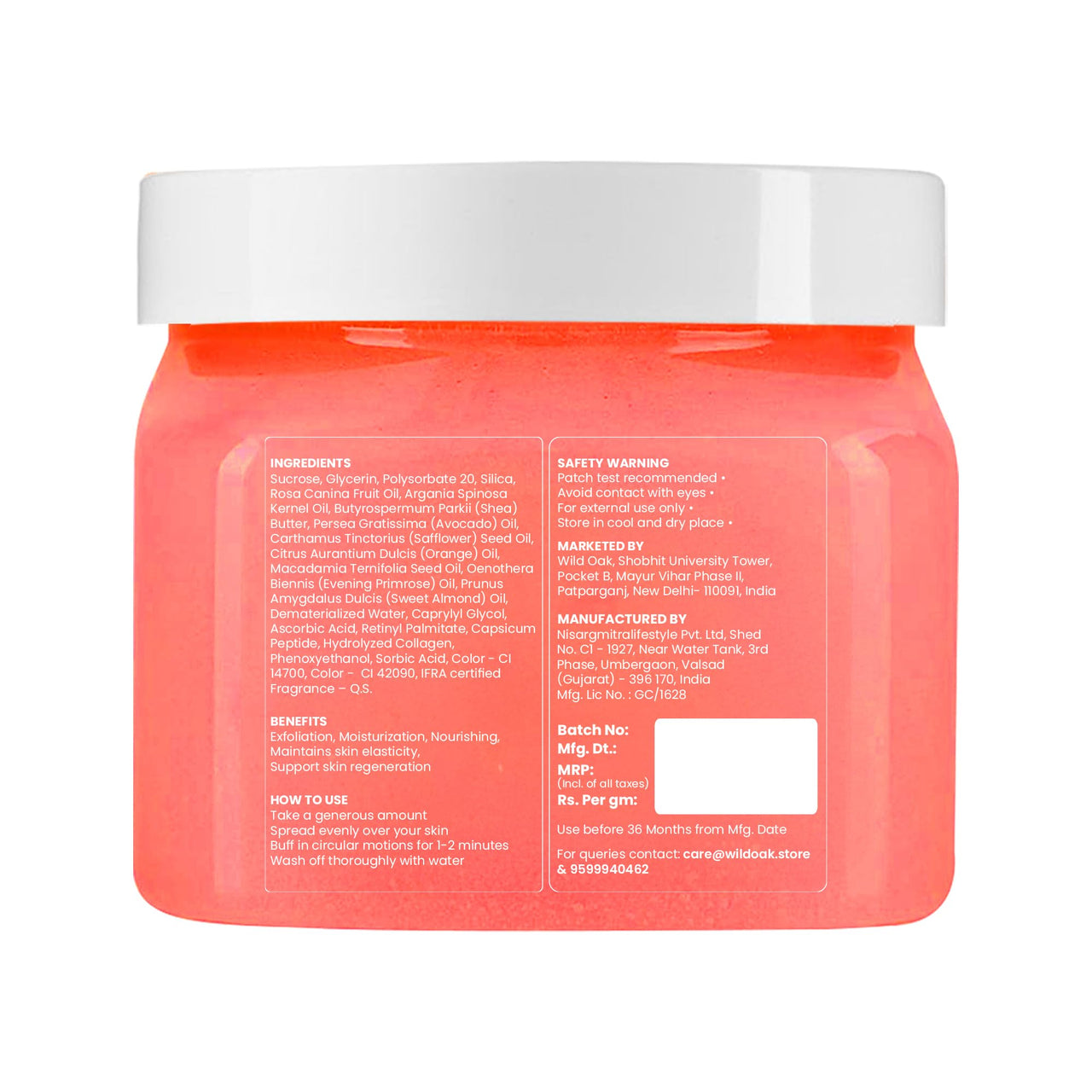 WildOak Moroccan Rose Sugar Body Scrub | 300g | Kojic Acid, Hyaluronic Acid, Ceramides, Collagen & Peptides | De-Tan & Brightens Dark Areas | Smooths Strawberry Legs & Arms | Hydrates & Exfoliates