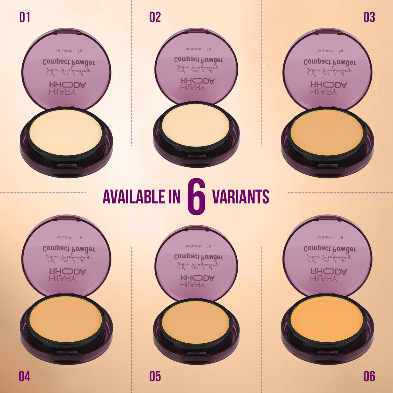 Hilary Rhoda Skin Perfecting Compact Powder | Oil Control & Matte Finish | Buildable Coverage | Blends Easily | Hides Imperfections | 6g (Vanilla Creme | Shade 01)