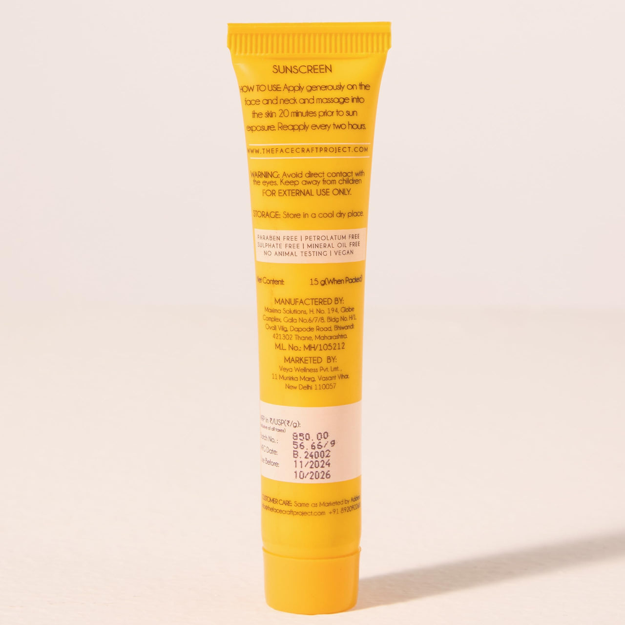 THE FACECRAFT PROJECT Broad Spectrum | SPF 50+ | Lightweight Sunscreen Crme | UVB & UVA Protection |Skin Barrier Support | Non-Sticky | No White Cast | Natural Finish | Daily Sun Care (15gm)