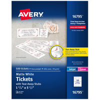 Avery Printable Tickets with Tear-Away Stubs, 1.75