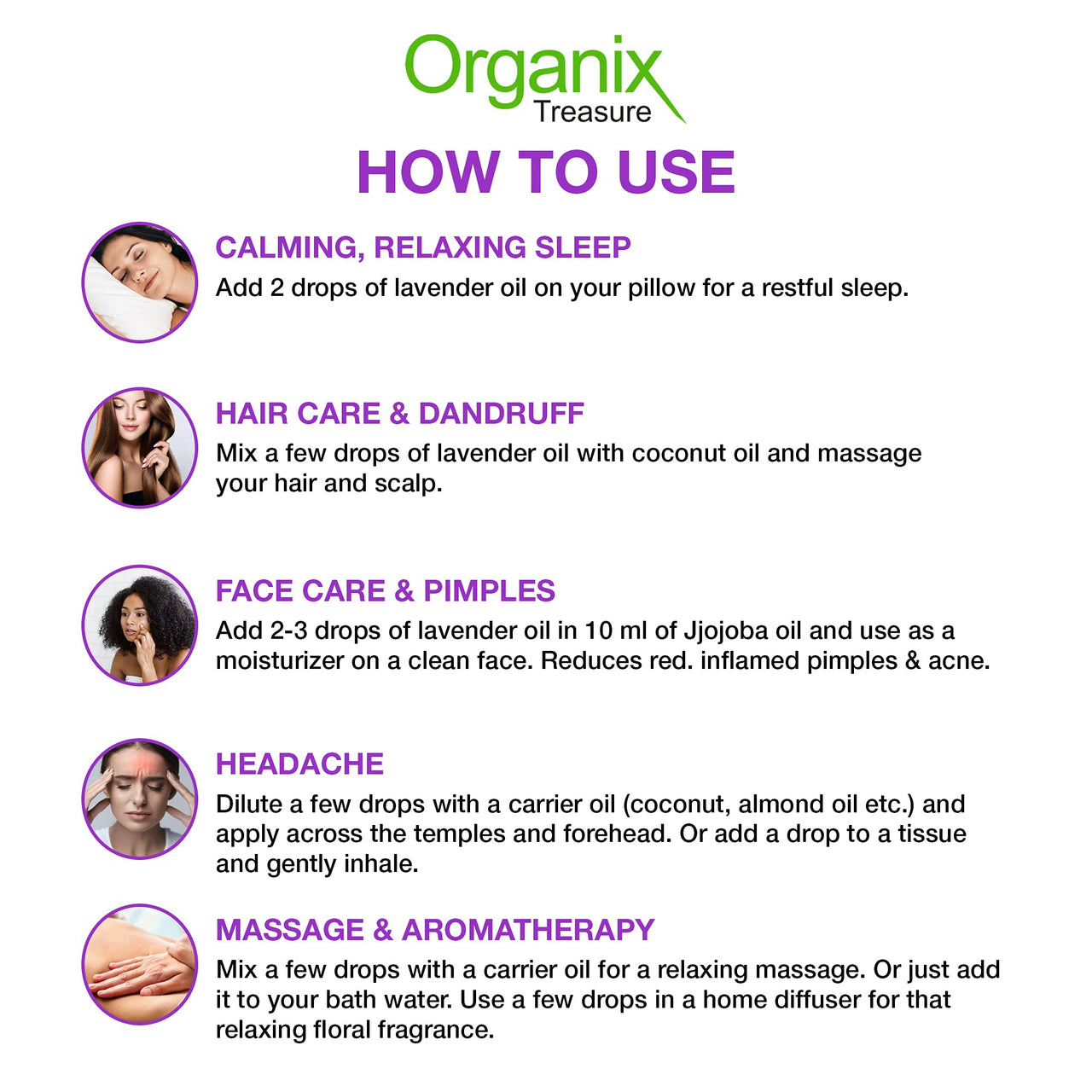 Organix Treasure Lavender Essential Oil for Relaxation, Sleep, Tension Relief, Hair Growth, Skin Care, Fragrance, (15ml)
