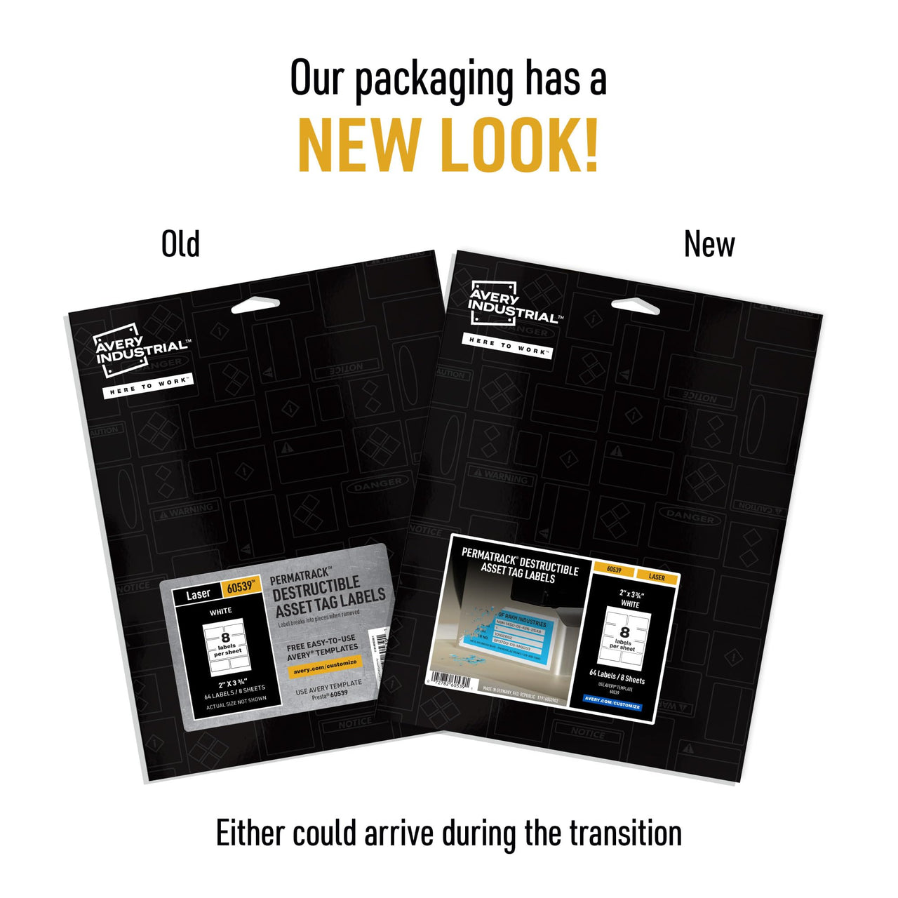 Avery White Asset Tag Labels, 3-3/4" x 2", Destructible Laser Printable Tags, 64 Waterproof Labels (60539) 3-3/4" x 2"