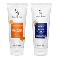 Herbs and Pure Vitamin C & Glutathione Face Wash (100ML) for Glowing Skin & De tan Scrub (100ML) for Anti Pigmentation- Pack Of 2