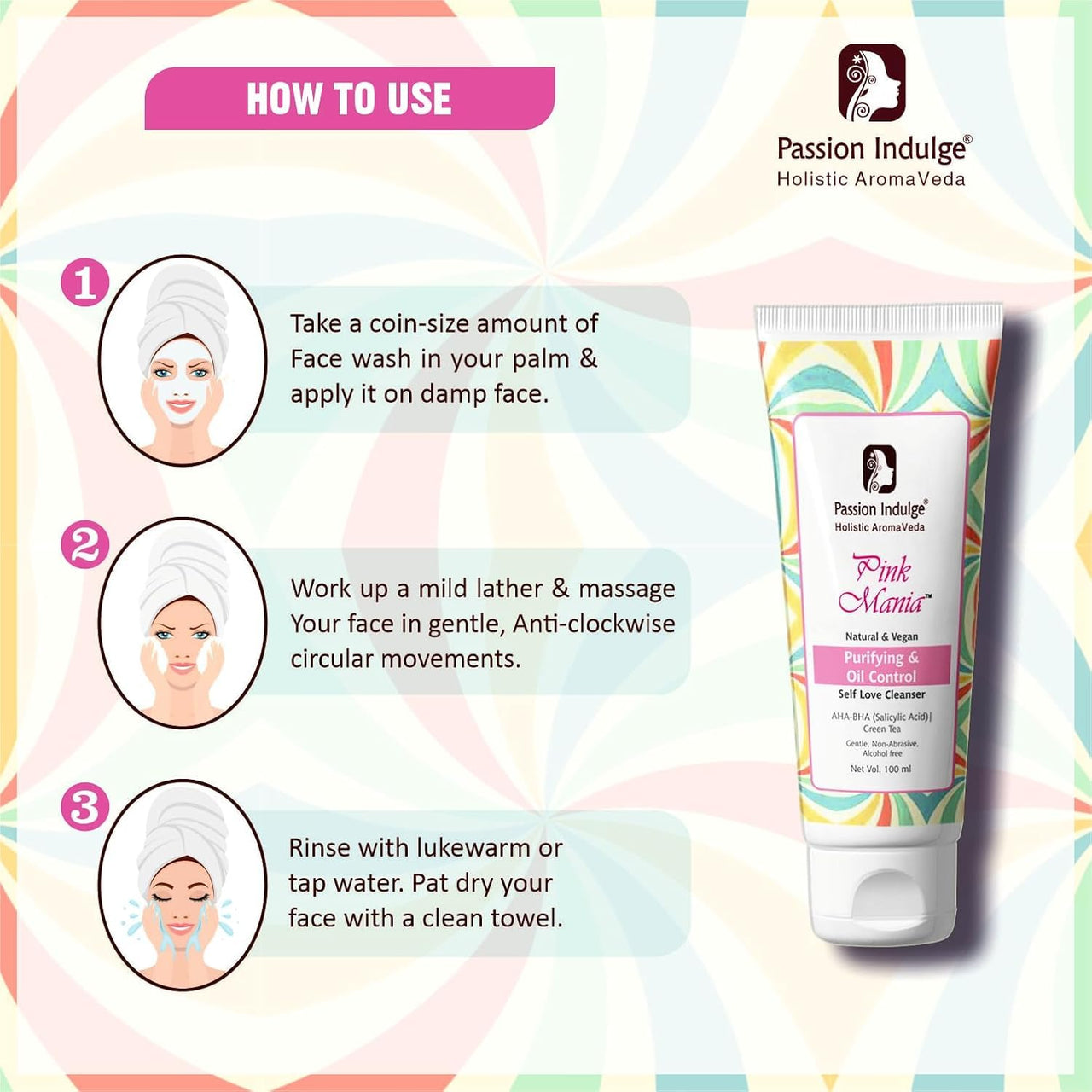 Passion Indulge Skin Purifying Kit For Oily Skin|Pink Mania Aha-Bha Face Cleanser & Face Toner For Clear Skin, 100 ml