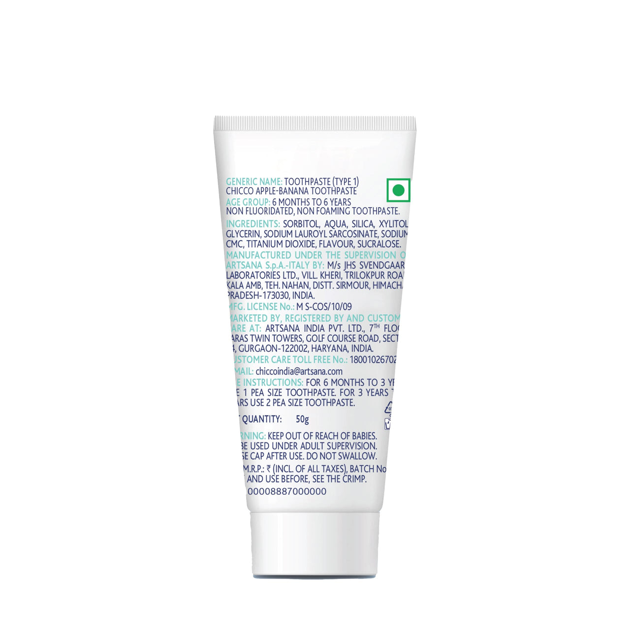 Chicco Toothpaste Apple-Banana (50ml) and Strawberry (50ml) Combo (100ml total)