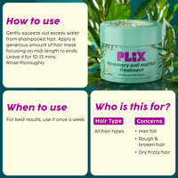 PLIX - THE PLANT FIX | Rosemary Anti Hairfall Kit - Serum (30ml), Shampoo (200ml), Conditioner (175ml) & Hair Mask (200g) | For Hair Thinning, New Hair Growth & More Volume