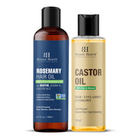 Botanic Hearth Castor Hair Oil, 150 ml & Rosemary Hair Oil, 198 ml Combo Set – Nourishing Hair Treatment for Strengthening, Growth & Scalp Care – 100% Pure & Natural Oils