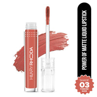 Hilary Rhoda Power Of Matte Liquid Lipstick | Buildable Colour | Long Lasting & Matte Finish | Lightweight & Non-Drying Formula | Smudge Proof & Non-Transferable | 3ml (Forever Nude - Shade 03)