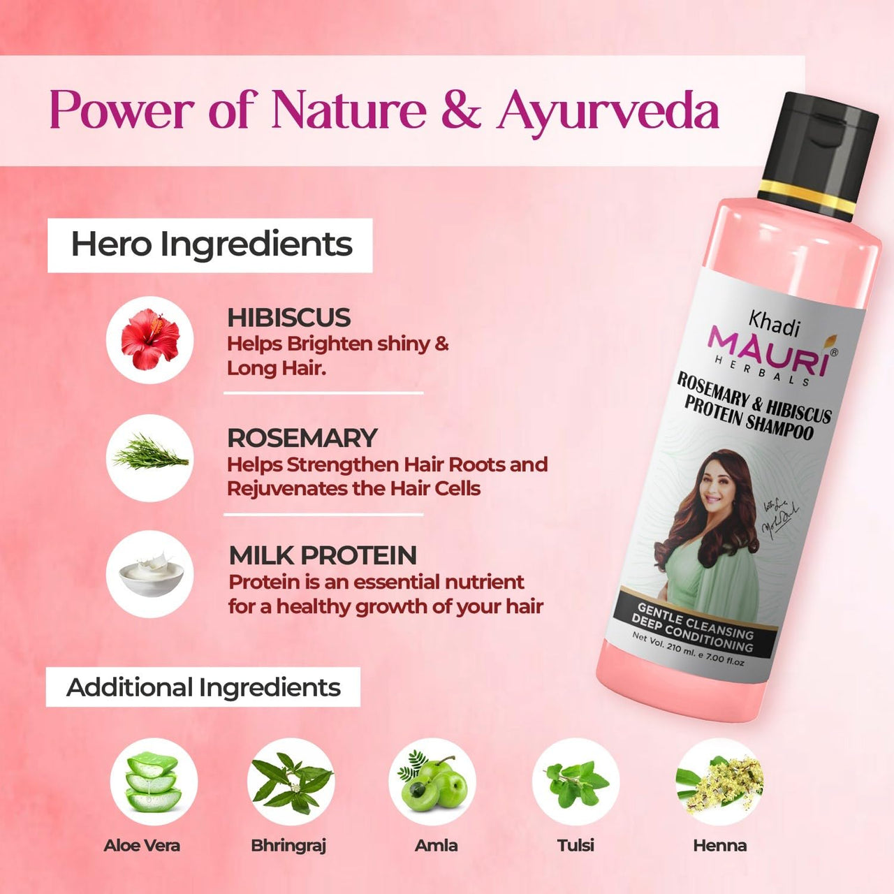 Khadi Mauri Herbal Rosemary & Hibiscus Protein Shampoo & Conditioner | Anti Hairfall Combo, Repairs Damage | Ideal for Men & Women | Pack of 2
