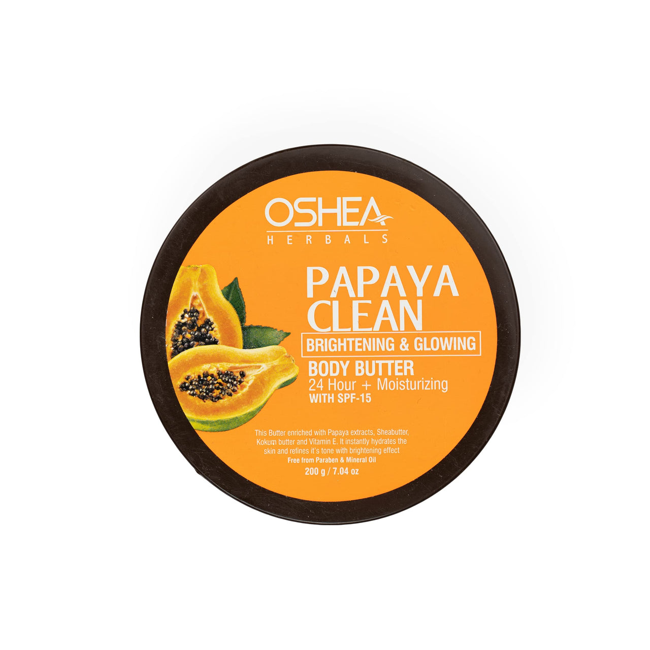 Oshea Herbals PapayaClean Brightening Body Butter for Normal Skin Type SPF 15 with 24+ Hrs Hydration & Moisturizing Enriched with Papaya Extract, Shea Butter, Kokum Butter & Vitamin E