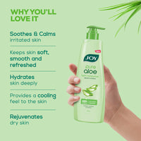 Joy Pure Aloe Light Moisturizing Body Lotion 500ml | 48Hr Moisture for Men & Women | Soothes, Hydrates & Freshens Dry Skin | Ideal for Summer | Lightweight, NonSticky & Non-Greasy | For All Skin Types