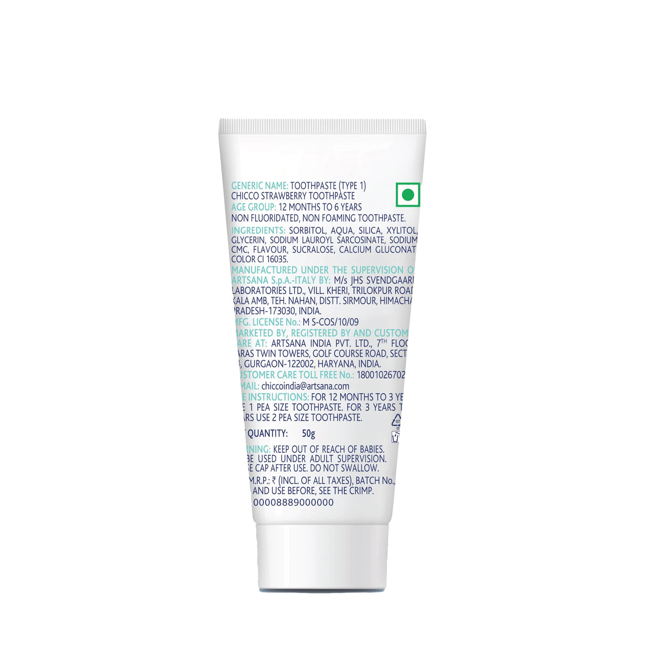 Chicco Toothpaste Apple-Banana (50ml) and Strawberry (50ml) Combo (100ml total)