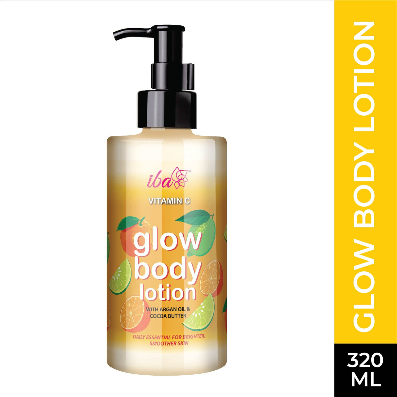 Iba Vitamin C Glow Body Lotion | Hydrating & Smoothening | Non Greasy | All Skin Types | 100% Vegan | Paraben & Mineral Oil Free | Halal Certified & Vegan - 320ml