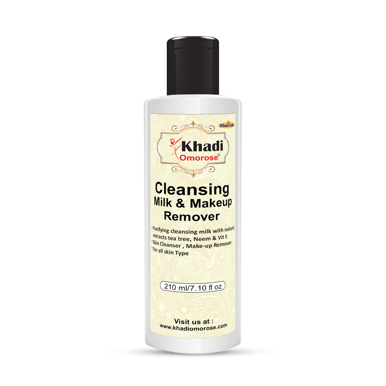 Khadi Omorose Cleansing Milk & Make-up Remover With Neem, Tea Tree & Vitamin E, 210 Ml