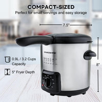 OVENTE 1.5 Liter Electric Deep Fryer FDM1501BR Charcoal and Oil Vapor Replacement Filter Set Pack of 3, White and Black ACPFDM1503, 1.5L