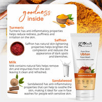 Globus Naturals Pure Glow Ubtan Face Wash, Enriched With Saffron & Milk, For Radiance & GLow, Natural, Gentle & Mild, Suitable For All Skin Types, 75 gm (Pack of 2)