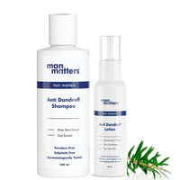 Man Matters Anti Dandruff Shampoo 100ml & Removal Lotion 60ml | Removes Heavy Dandruff, Reduces Flakes & Relieves Scalp Irritation | Kit for Stage 2 Dandruff